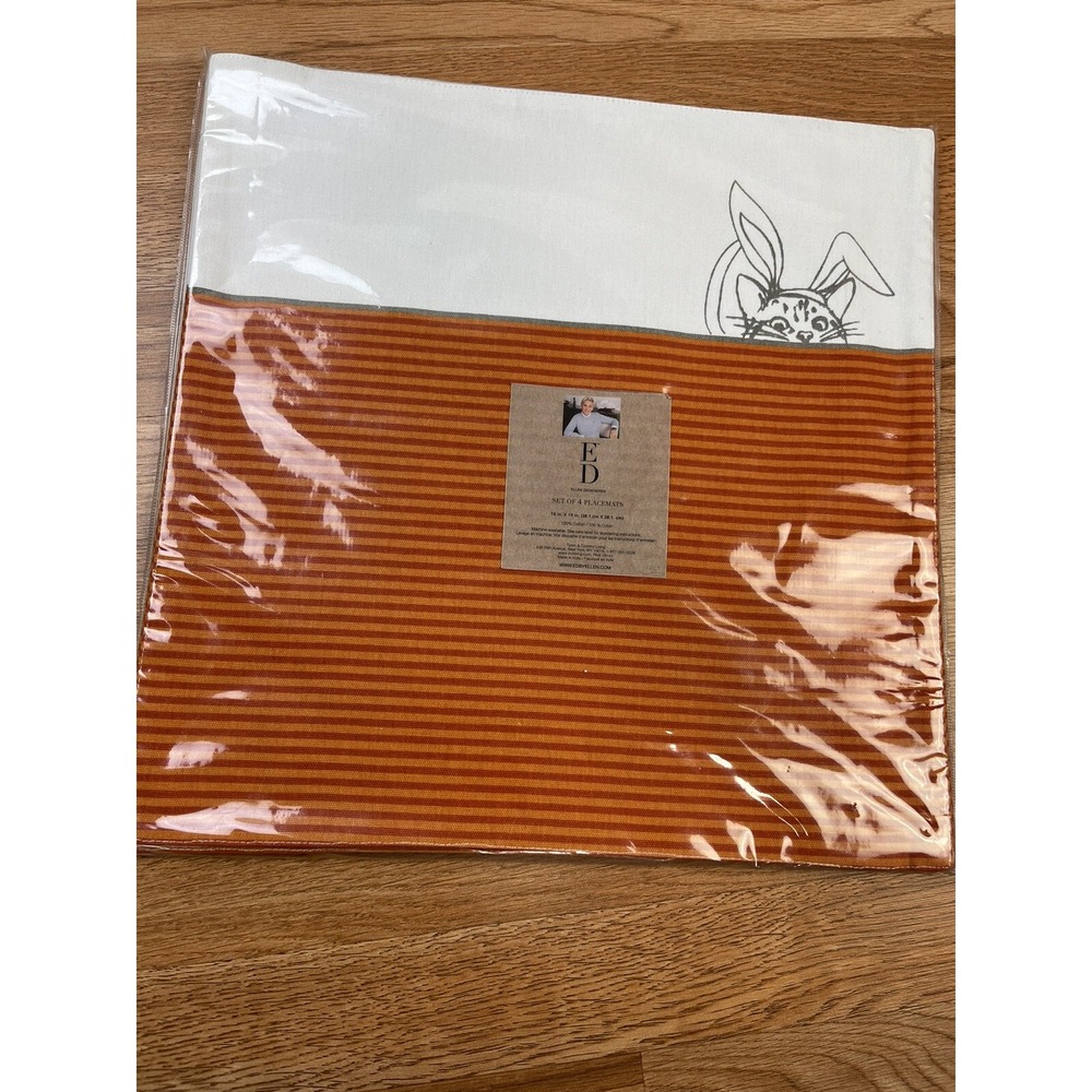 Ellen Degeneres Halloween Placemats 15in Square Cat Dressed as Bunny Set of 4